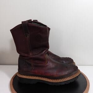 Georgia Boot Giant Steel Toe Work Boots Men 10 W Brown Leather G4374 EH ASTM